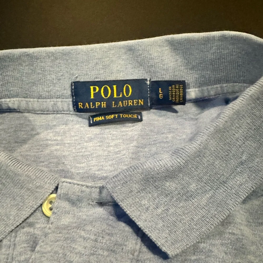 Polo Ralph Lauren Pima Soft Touch Polo Shirt Large Blue Red Pony